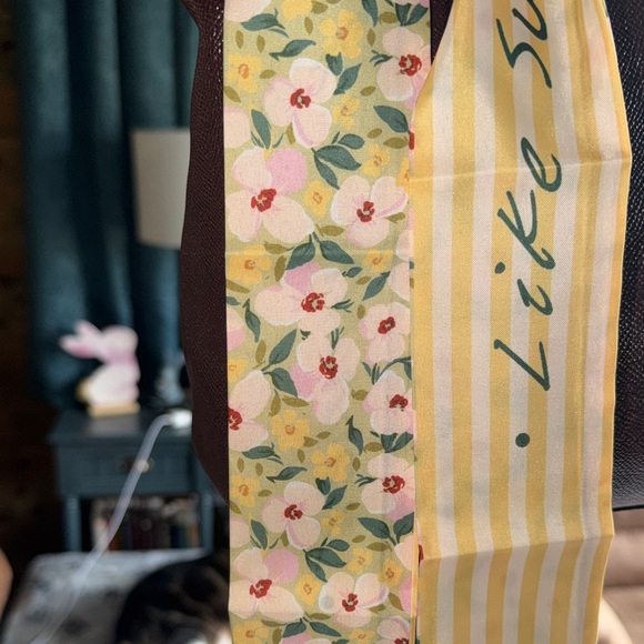 Coach Glittery Brown Leather Tote with Floral Scarf - Picture 8 of 15